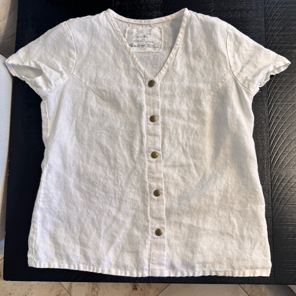 White Button-Up Top - Not Perfect Linen